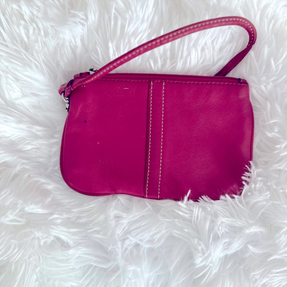 Elegant Pink Leather Coach Clutch